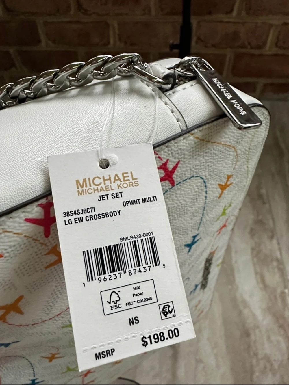 Michael Kors Jet Set Opwht Multi LG EW Crossbody Women’s Bag NWT MSRP $198 - Picture 4 of 4